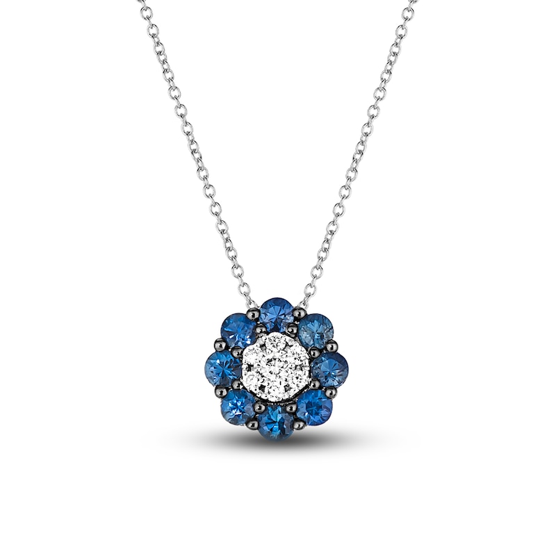 Le Vian Diamond & Sapphire Necklace 1/15 ct tw Diamonds Vanilla Gold Plated