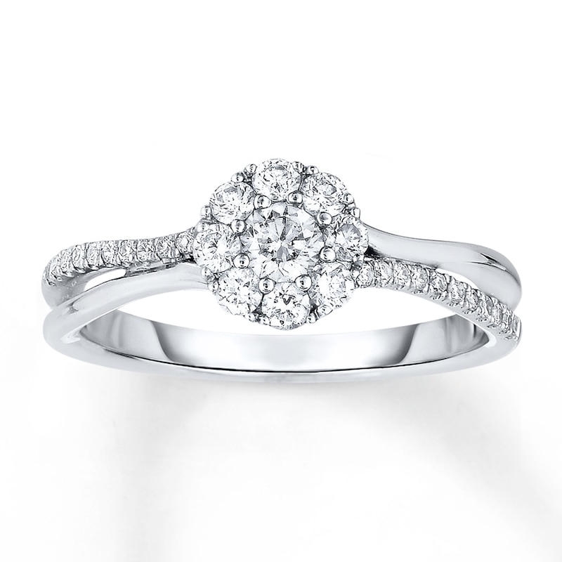 Diamond Engagement Ring 1/2 ct tw Round-Cut White Gold Plated