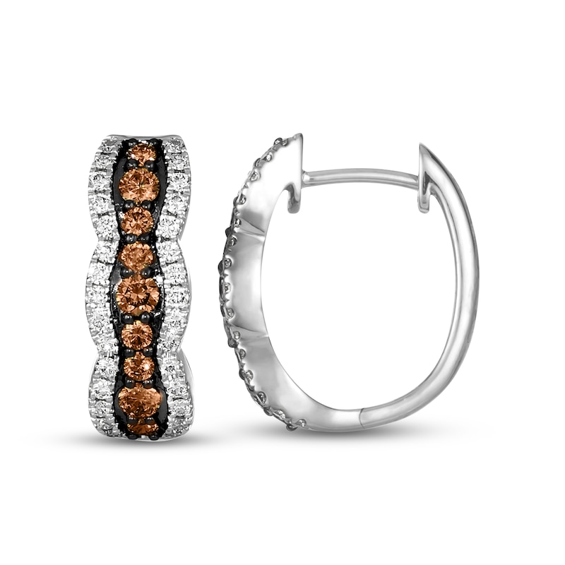 Le Vian Chocolate Waterfall Diamond Hoop Earrings 1 ct tw Vanilla Gold Plated