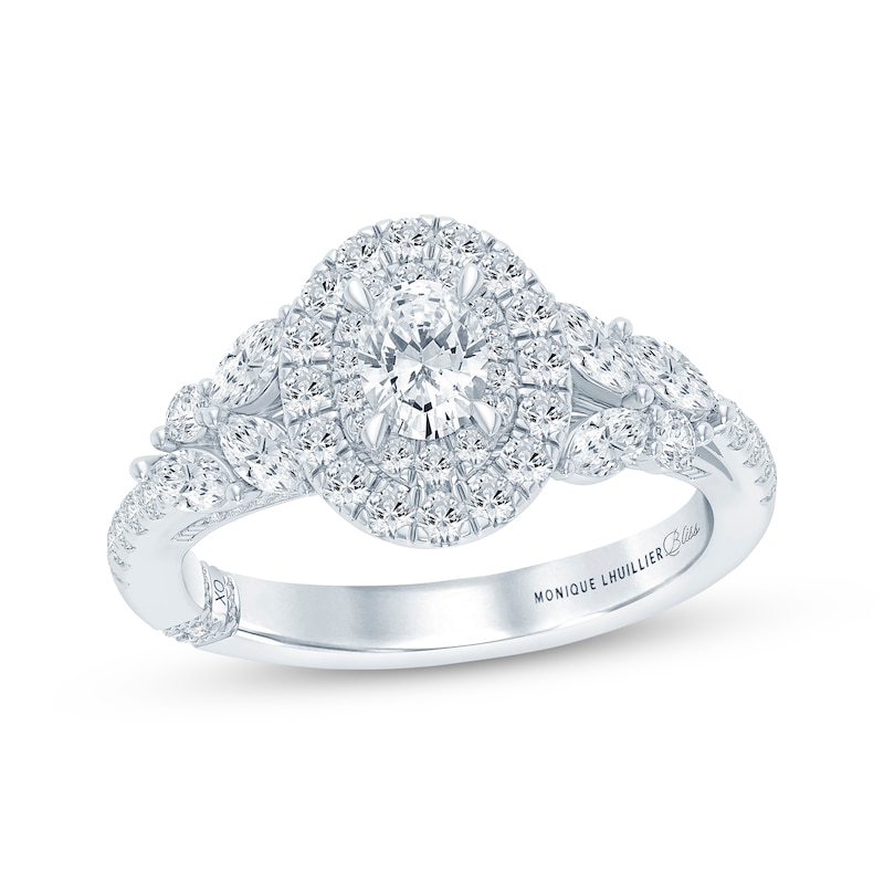 Monique Lhuillier Bliss Oval-Cut Diamond Engagement Ring 1-1/4 ct tw White Gold Plated