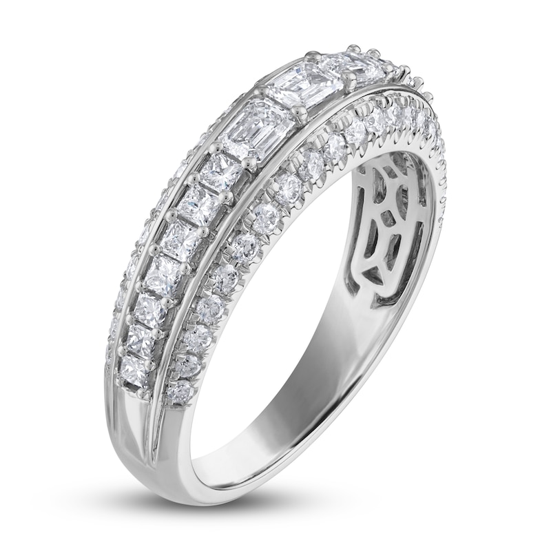 Diamond Anniversary Band 1 ct tw Emerald, Princess, Round-Cut White Gold Plated
