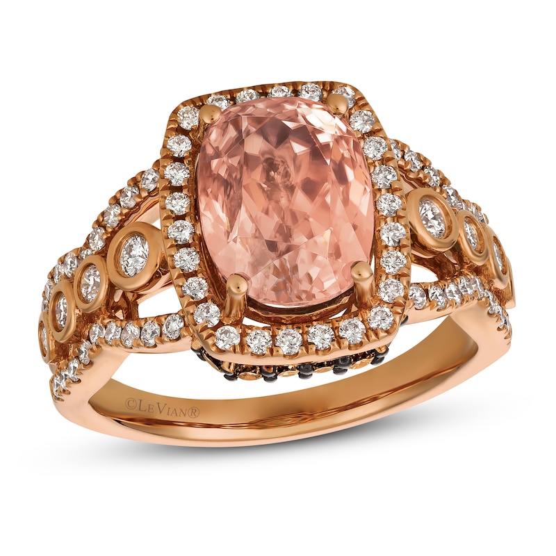 Le Vian Creme Brulee Morganite Ring 7/8 ct tw Diamonds Strawberry Gold Plated - Size 7
