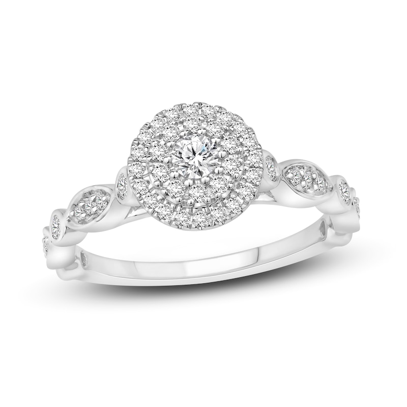 Diamond Engagement Ring 1/2 ct tw Round-Cut White Gold Plated