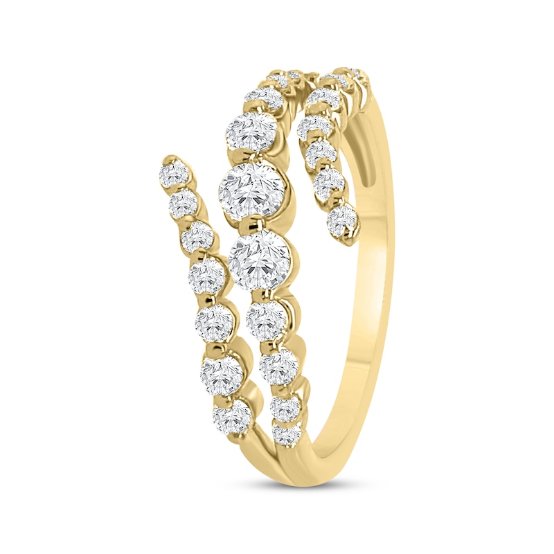 Lab-Created Diamonds by Graduated Spiral Ring 3/4 ct tw Yellow Gold Plated