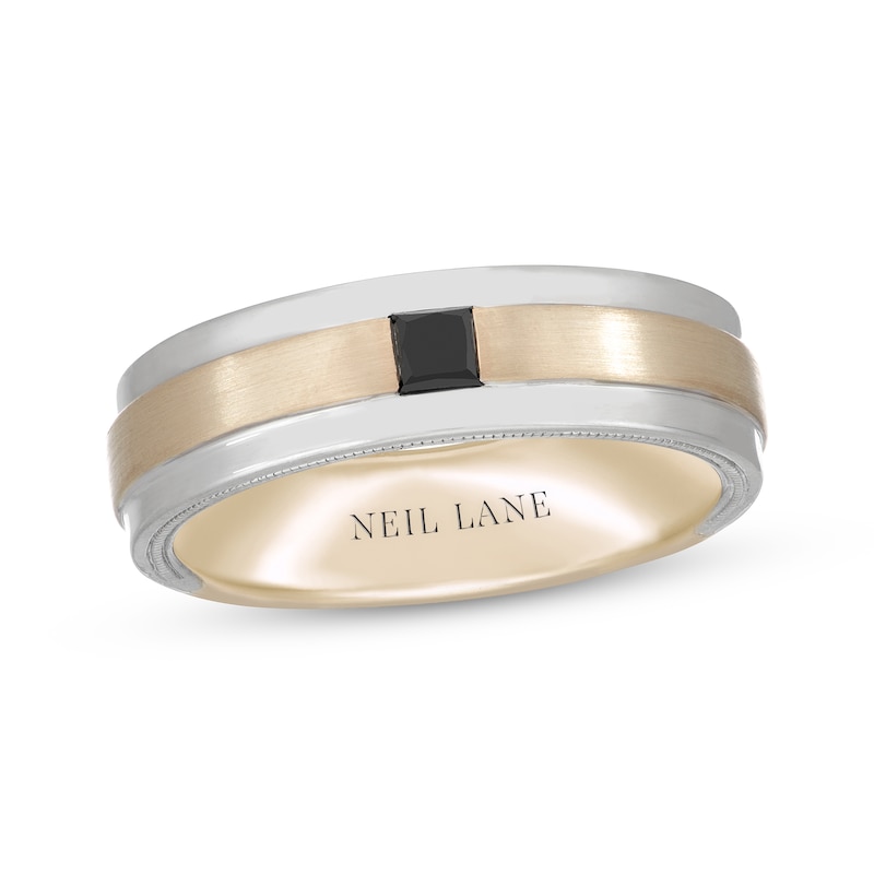 Neil Lane Men's Square-Cut Black Diamond Wedding Band 1/4 ct tw Two-Tone Gold Plated