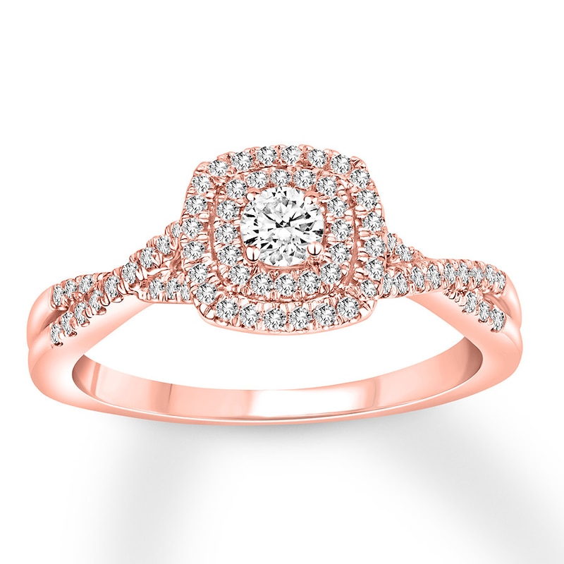 Diamond Engagement Ring 3/8 Carat tw Rose Gold Plated