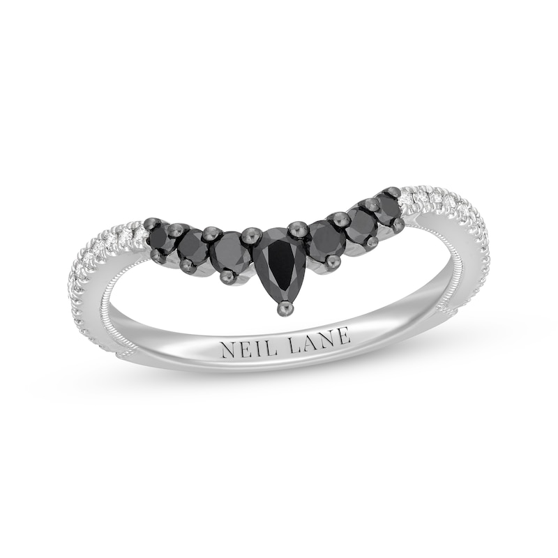 Neil Lane Black & White Diamond Wedding Band 3/8 ct tw Pear & Round-cut White Gold Plated