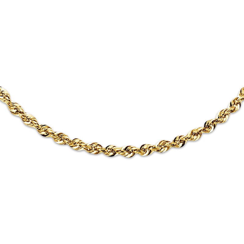 Semi-Solid Rope Necklace Yellow Gold Plated 30"