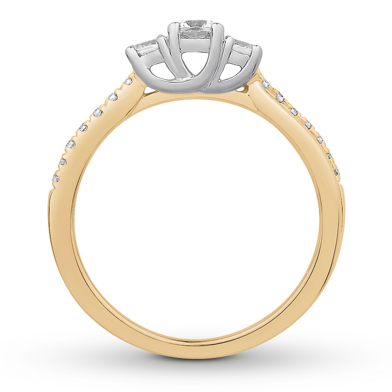 3-Stone Diamond Ring 1/2 Carat tw Round-cut Two-Tone Gold Plated