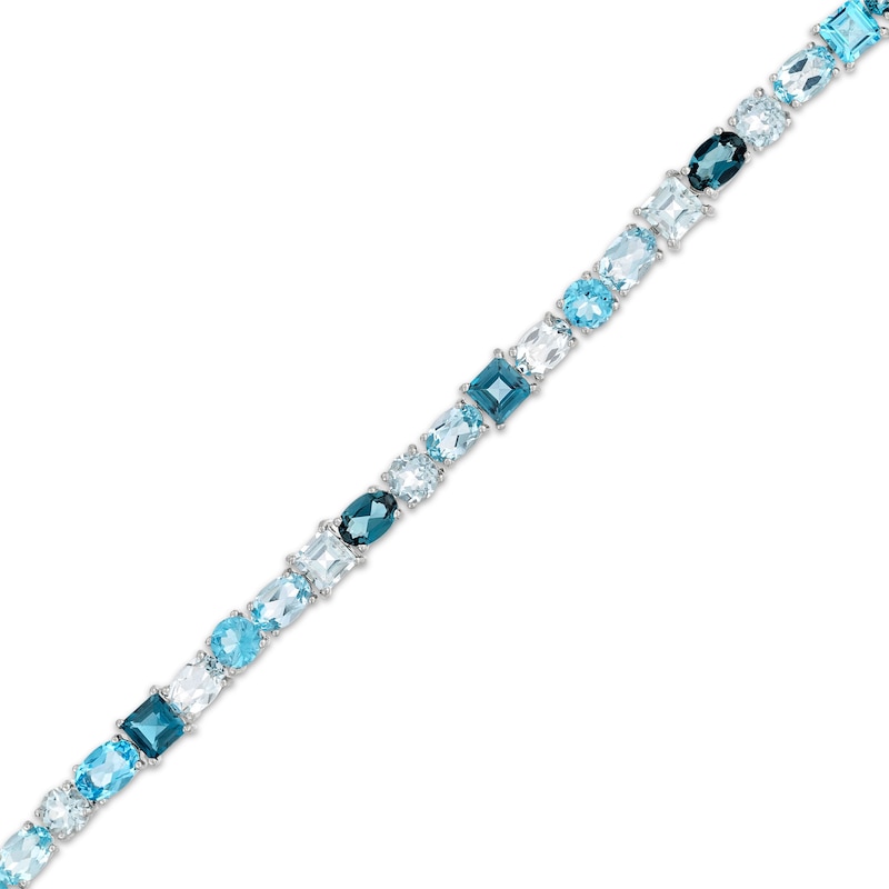 Vibrant Shades Swiss, London Blue Topaz & Aquamarine Bracelet Silver Plated 7.5"