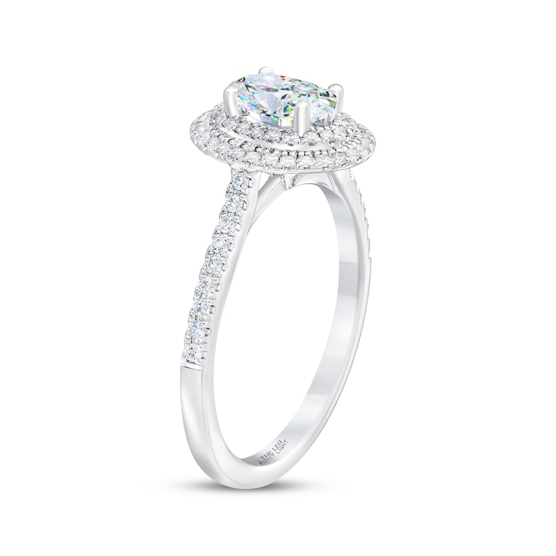 THE LEO First Light Diamond Oval-Cut Double Halo Engagement Ring 1 ct tw White Gold Plated