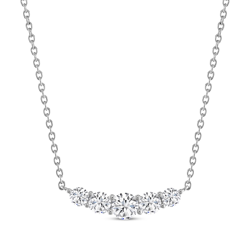 THE LEO Diamond Smile Necklace 3/4 ct tw White Gold Plated 19"