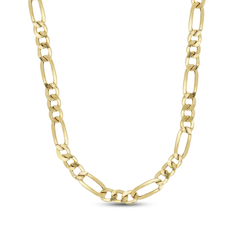 Hollow Figaro Chain Necklace Yellow Gold Plated 24"