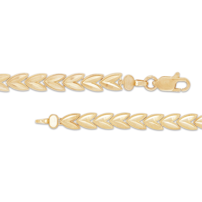 Solid Stampato Leaf Necklace Yellow Gold Plated 18"