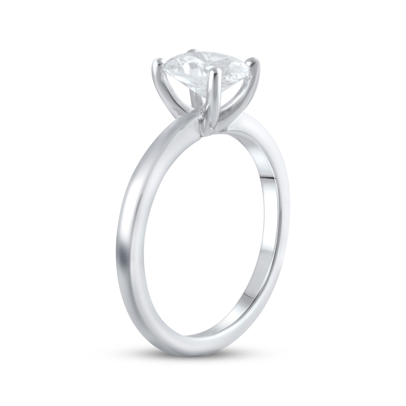Lab-Created Diamonds by Oval-Cut Solitaire Engagement Ring 1-1/2 ct tw White Gold Plated