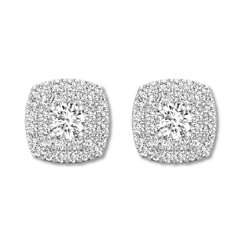 Diamond Earrings 3/4 ct tw Round-cut White Gold Plated