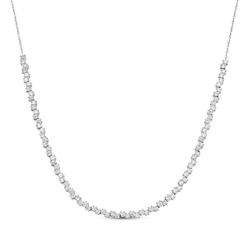 Diamond Staggered Choker Necklace 2 ct tw White Gold Plated 16"