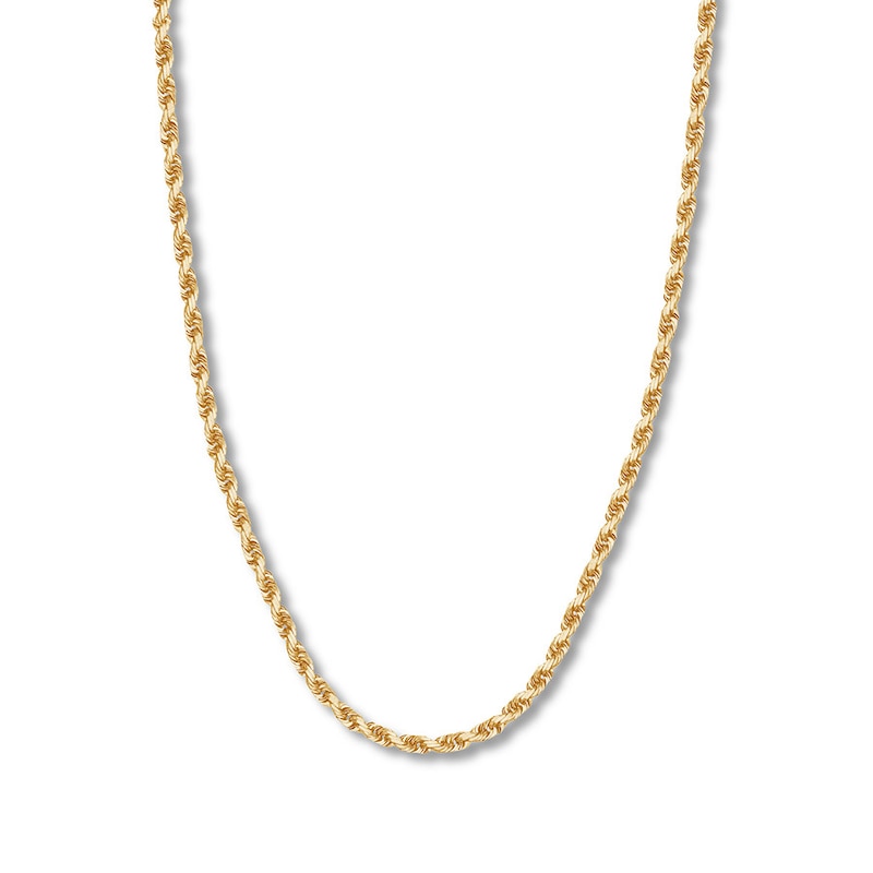 20" Textured Solid Rope Chain Yellow Gold Plated