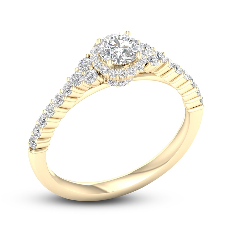 Diamond Engagement Ring 3/4 ct tw Round-cut Yellow Gold Plated