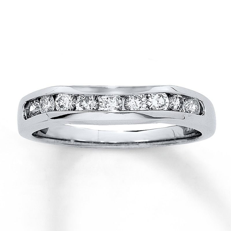 Diamond Wedding Band 1/2 ct tw White Gold Plated