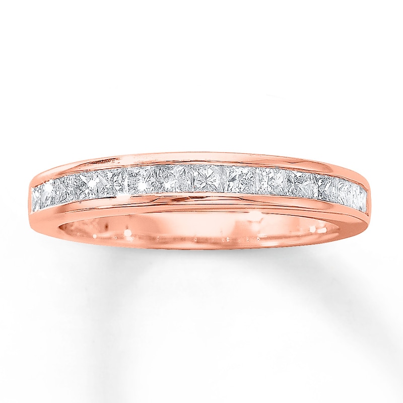 Diamond Wedding Band 3/4 ct tw Princess-cut Rose Gold Plated
