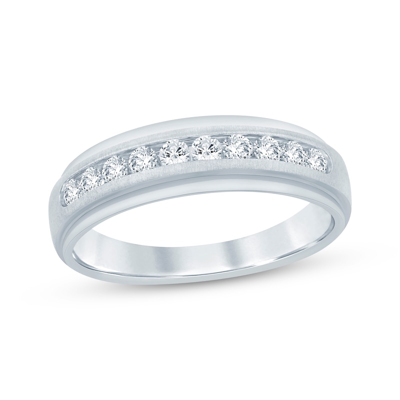 Men's Diamond Wedding Band 1/2 ct tw White Gold Plated