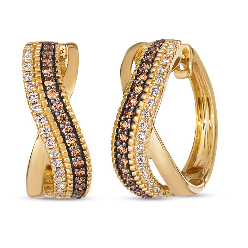 Le Vian Diamond Huggie Earrings 1/2 ct tw Honey Gold Plated