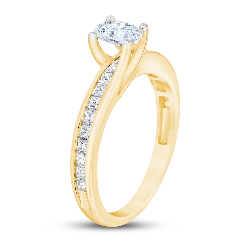 Diamond Engagement Ring 1 ct tw Oval & Princess Yellow Gold Plated