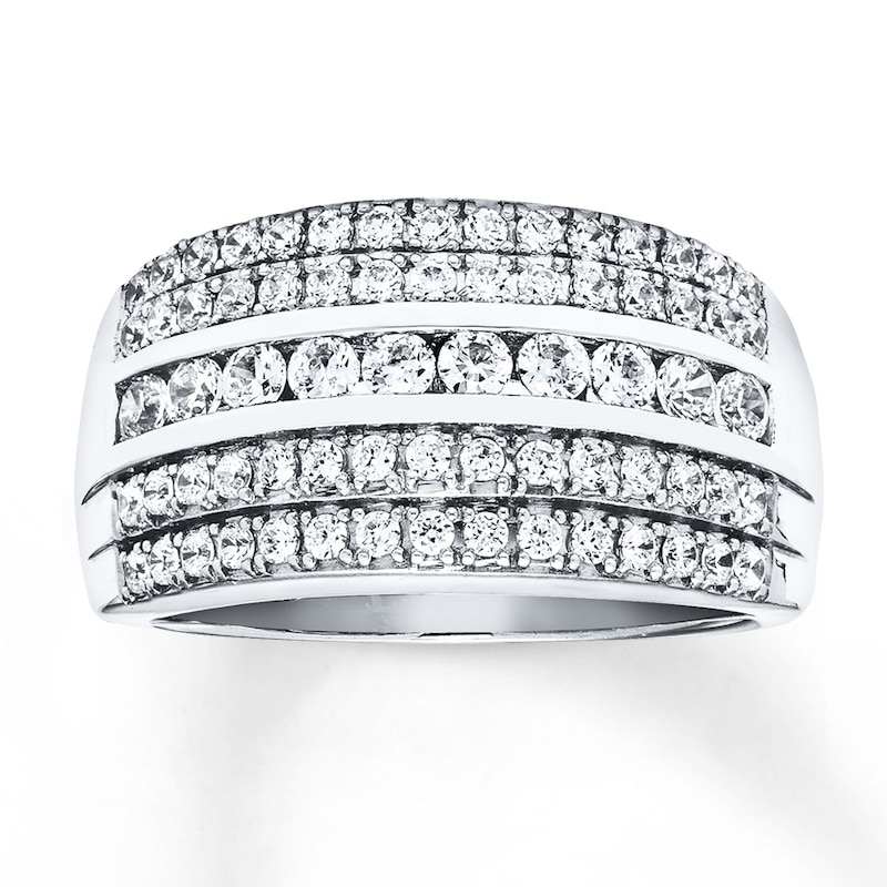 Diamond Anniversary Ring 1 ct tw Round-cut White Gold Plated