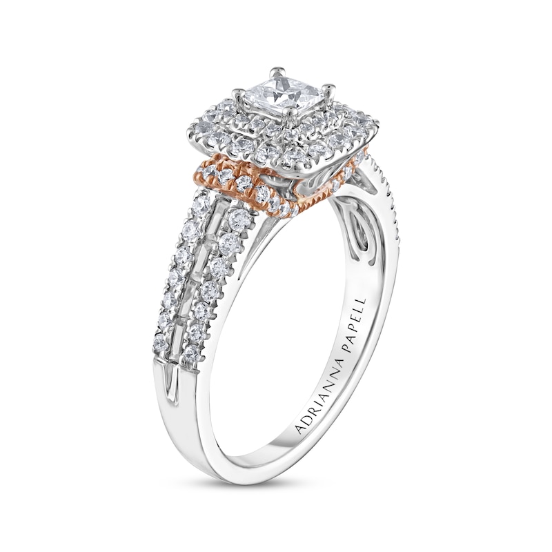 Adrianna Papell Diamond Engagement Ring 1 ct tw Princess, Baguette & Round-cut Two-Tone Gold Plated