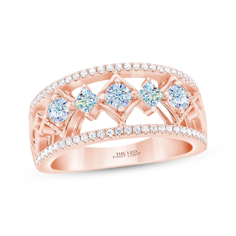 THE LEO First Light Diamond Princess & Round-Cut Anniversary Band 3/4 ct tw Rose Gold Plated