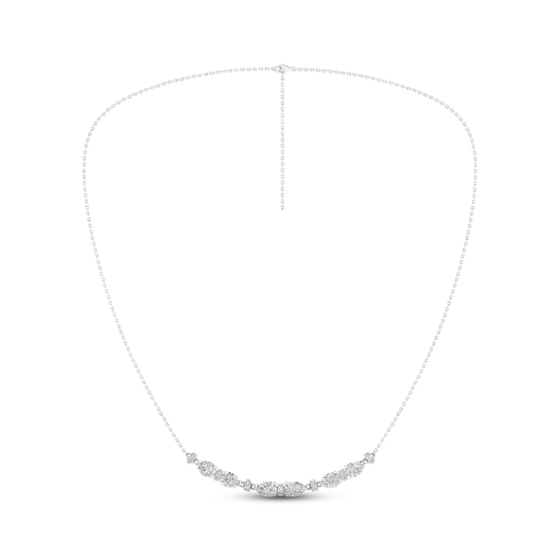 Diamond Smile Necklace 3 ct tw Pear & Round-cut White Gold Plated 18"