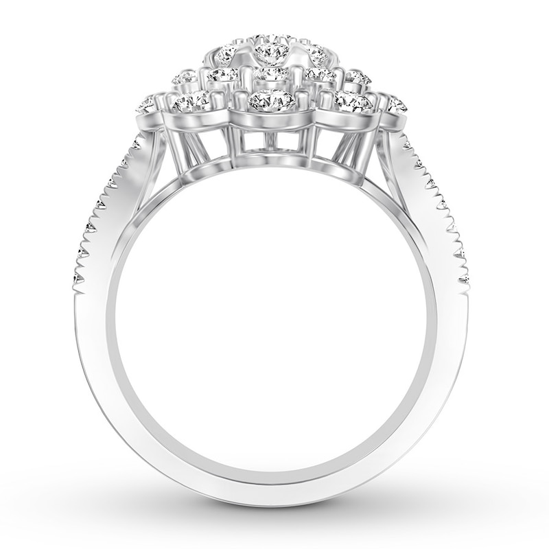 Diamond Engagement Ring 1-3/4 ct tw Round-cut White Gold Plated