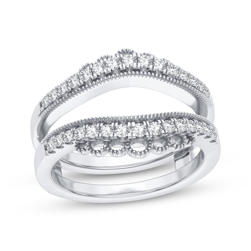 Diamond Vintage-Inspired Enhancer Ring 1/3 ct tw Round-cut White Gold Plated