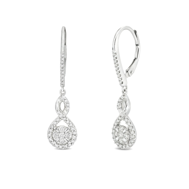 Neil Lane Diamond Dangle Earrings 1/2 ct tw White Gold Plated