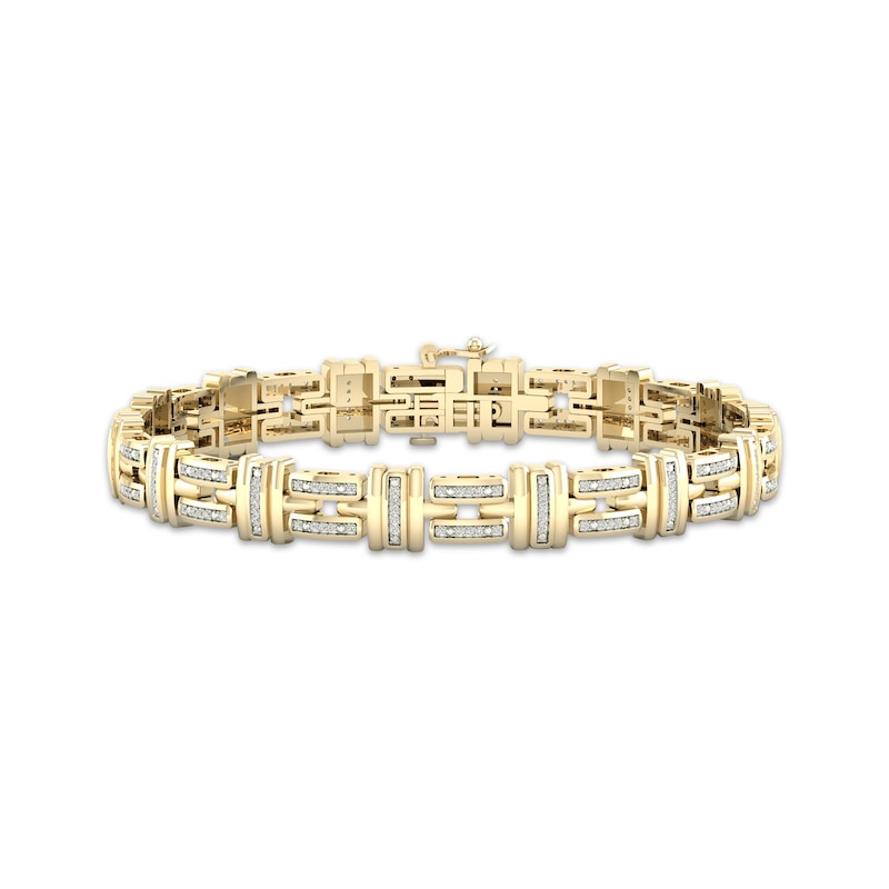 Men's Diamond Bracelet 1/2 ct tw Round-cut Yellow Gold Plated 8.5"