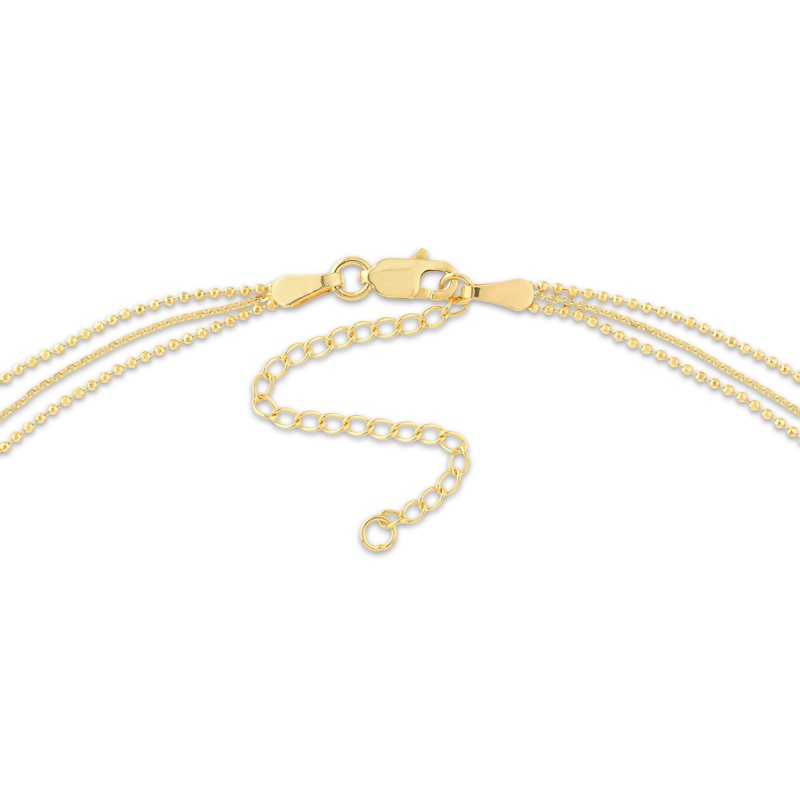 Three-Strand Sideways Cross Necklace Yellow Gold Plated 18"