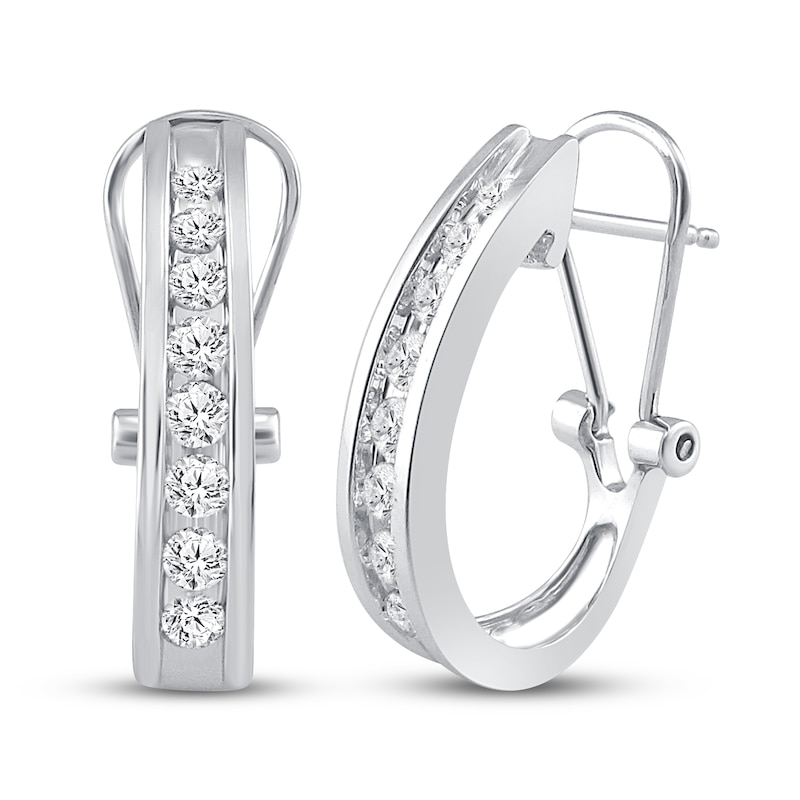 Diamond Hoop Earrings 1/2 ct tw White Gold Plated