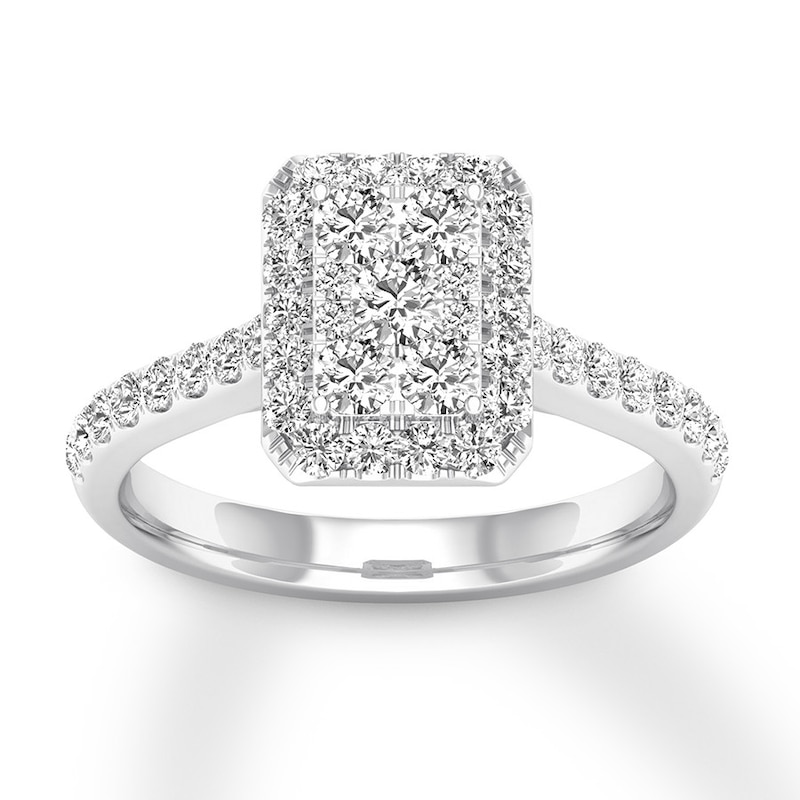 Diamond Engagement Ring 3/4 ct tw Round-cut White Gold Plated