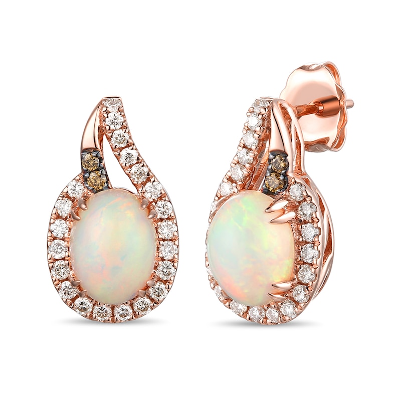Le Vian Opal Earrings 3/8 ct tw Diamonds Strawberry Gold Plated
