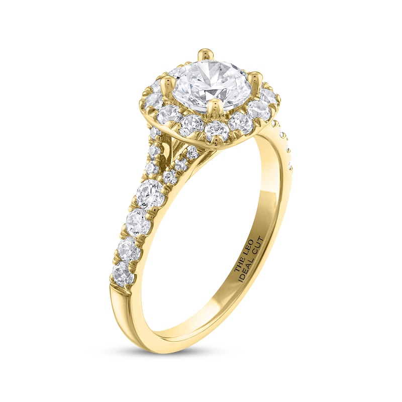 THE LEO Ideal Cut Round-Cut Diamond Engagement Ring 1-3/4 ct tw Yellow Gold Plated