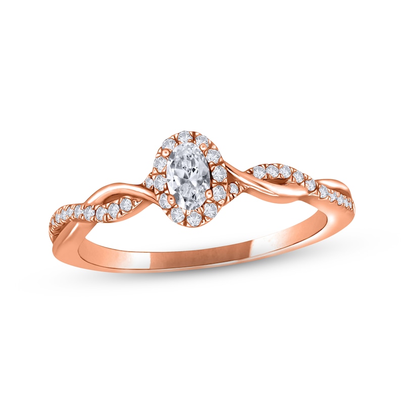 Adrianna Papell Diamond Engagement Ring 1/3 ct tw Oval & Round-cut Rose Gold Plated
