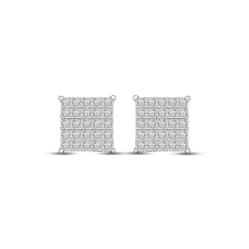 Diamond Earrings 1/2 ct tw Round-cut White Gold Plated