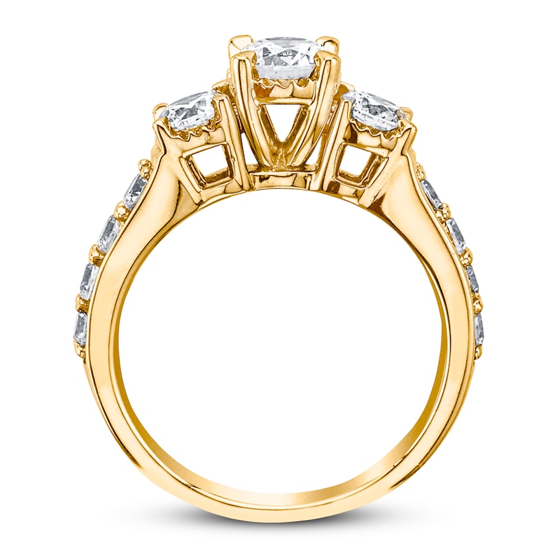 3-Stone Diamond Ring 1/2 ct tw Round-cut Yellow Gold Plated