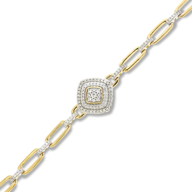 Diamond Paperclip Bracelet 1/3 ct tw Round-cut Yellow Gold Plated 7.25"