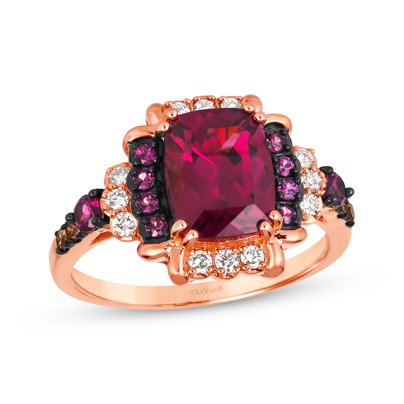 Le Vian Rhodolite Garnet Ring 1/5 ct tw Diamonds Strawberry Gold Plated