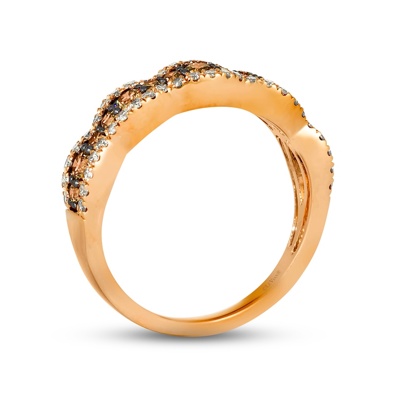 Le Vian Chocolate Waterfall Diamond Ring 7/8 ct tw Strawberry Gold Plated