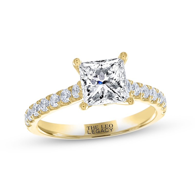 THE LEO Legacy Lab-Created Diamond Princess-Cut Engagement Ring 1-7/8 ct tw Yellow Gold Plated