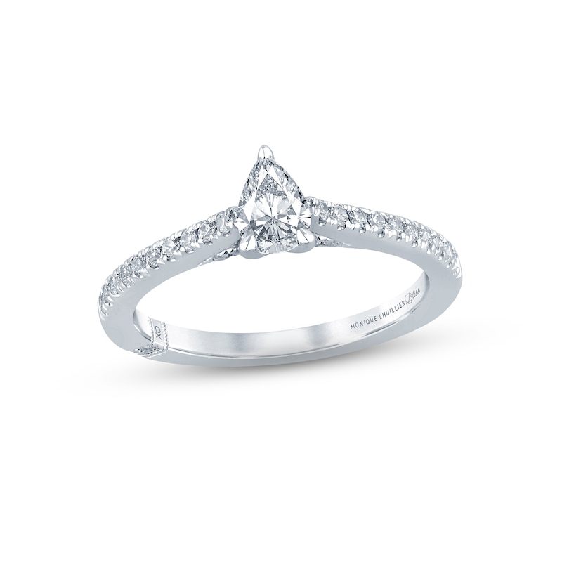 Monique Lhuillier Bliss Diamond Engagement Ring 5/8 ct tw Pear & Round-cut White Gold Plated