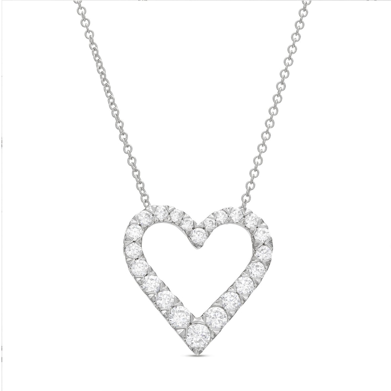 THE LEO Diamond Heart Necklace 3/4 ct tw White Gold Plated 19”